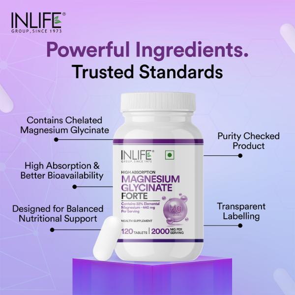 INLIFE Magnesium Glycinate Forte 2000 mg Tablet 120's - Calcium And Minerals