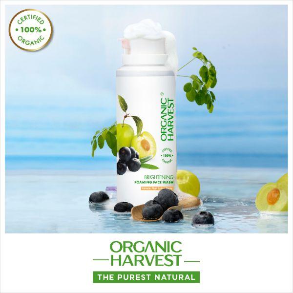 Organic Harvest Brightening Foaming Face Wash for All Skin Vitamin C kakadu plum & Acai Berry 100 gm - Face Washes