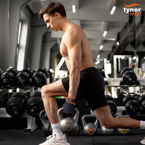 Tynor Sport Grip Gym Gloves with Support - Black & Orange (L) 1's - Gym Accessories