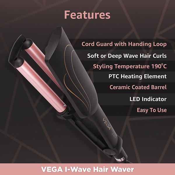 VEGA I-Wave Hair Waver VHWR-01 (Ananya Panday Signature Collection) Black 1 gm - Multi-Stylers
