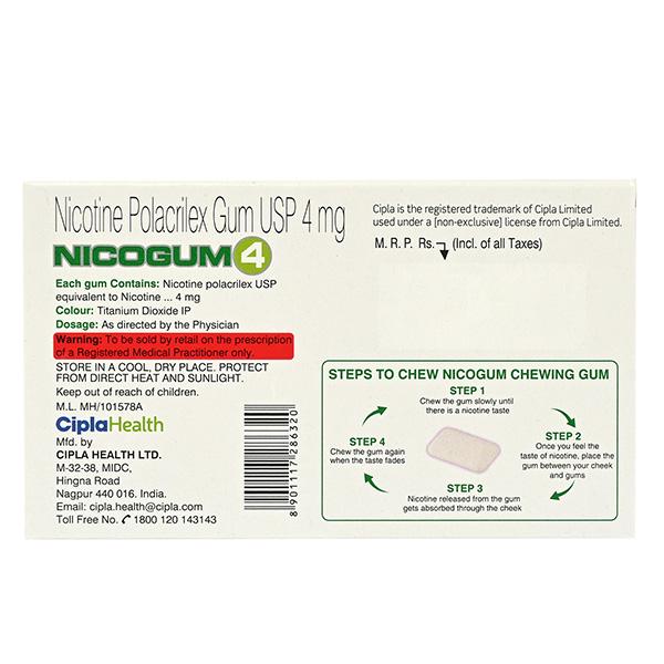 NICOGUM 4 SUGAR FREE FRESHMINT FLAVOURED Chew Gum 12's - Smoking cessation