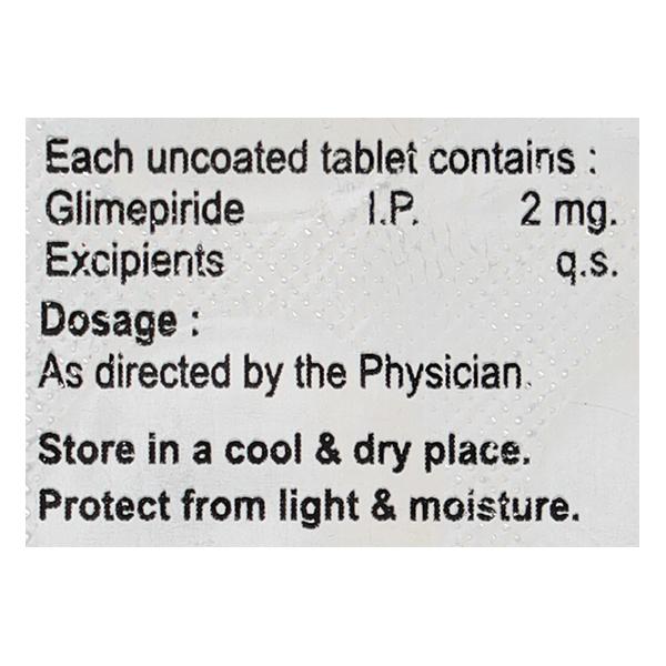 GLIMED 2mg Tablet 10's - Diabetes-Ant