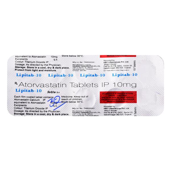 Lipitab 10mg Tablet 10'S - High Cholesterol-Dys