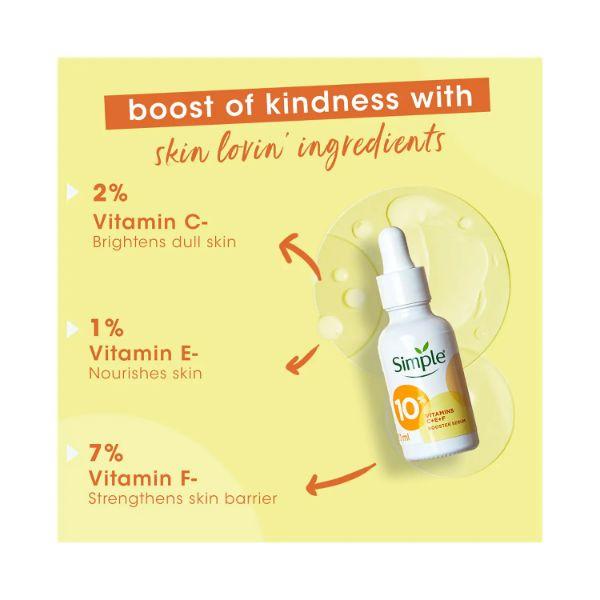 Simple Booster Serum 10% Vitamin C+E+F For Youthful Glowing Skin 30 ml - Face Mists