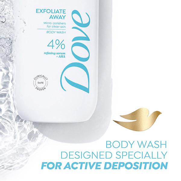 Dove 4% Refining Serum + AHA Exfoliate Away Serum Body Wash, 300 ml - Shower Gels & Body Wash