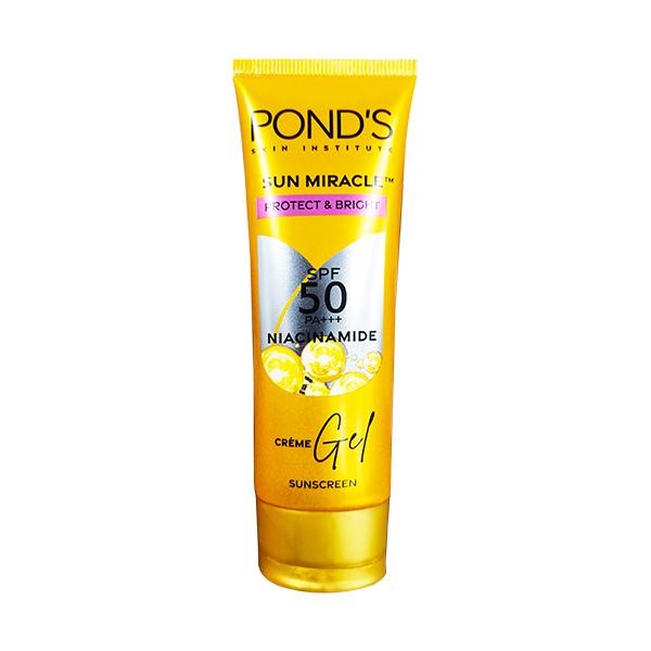 Netmeds | Pond's Sun Miracle SPF 50 PA+++ Creme Gel Sunscreen - Protect and Bright, with Niacinamide 50 g