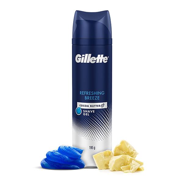 Netmeds | Gillette Shaving Gel Refreshing Breeze with Cocoa Butter, White 195 gm