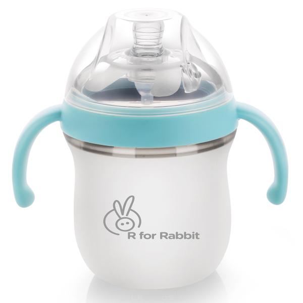 R For Rabbit First Feed Silicon Bottle 260 ml - Blue