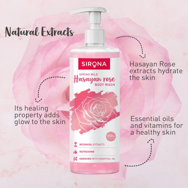 Sirona Body Wash - Hasayan Rose 500 ml - Shower Gels & Body Wash