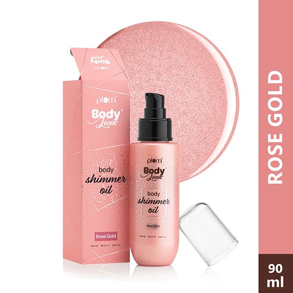 Plum BodyLovin' Body Shimmer Oil - Rose Gold, Long-lasting shimmer, Deep moisture, Fruity Fragrance 90 ml - Massage Oils