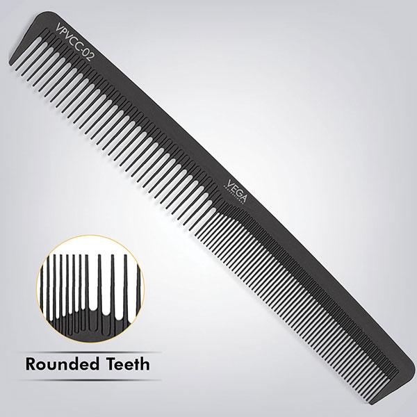 Vega Professional Cutting Comb 6.75' (Carbon Anti-Static Black Line Hair Comb) (VPVCC-02) 1's - Hair Combs