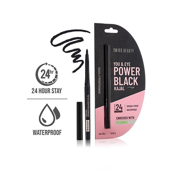 Netmeds | Swiss Beauty You and Eye Power Black Kajal 0.3 gm