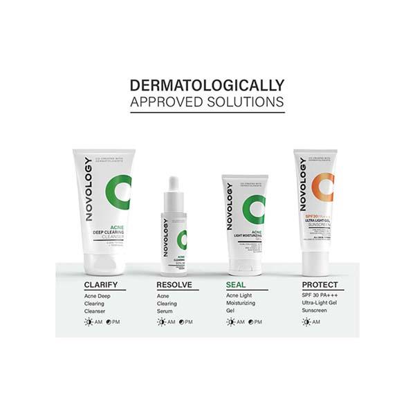 Novology Acne Light Moisturizing Gel for Oily, Acne Prone Skin - Upto 100 Hours of Hydration 50 gm - Face Moisturizers