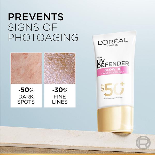 Loreal Paris UV Defender Serum Protector SPF 50+ PA++++, Bright & Clear with Niacinamide 50ml - Face Sunscreen