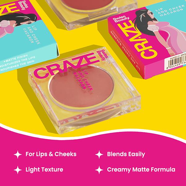 Swiss Beauty Craze Lip And Cheek Macaron Apple Pie 5 gm - Lip Balms