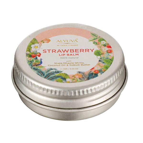 Alyuva Ghee Enriched Natural Strawberry Lip Balm, for all ages 7 gm - Lip Balms