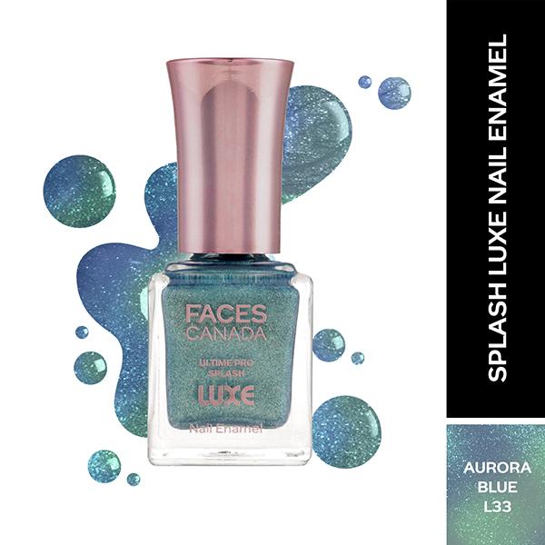 Netmeds | Faces Canada Ultime Pro Splash Luxe Nail Enamel - Aurora Blue (L33) 12 ml