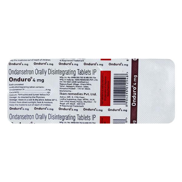 ONDURO 4mg Disintegrating Tablet 10's - Vomitting/Emesis-Ant