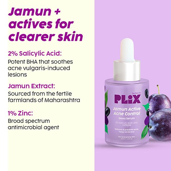 Plix The Plant Fix 2% Salicylic Acid Jamun Active Acne Control Dewy Serum 30 ml - Face Serum