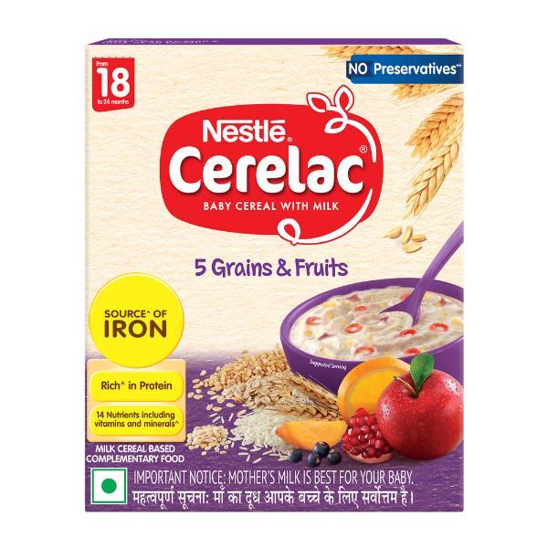 Netmeds | Nestle CERELAC 5 Grains & Fruits Baby Food Cereal No Preservatives (18 to 24 Months Baby) 300 g