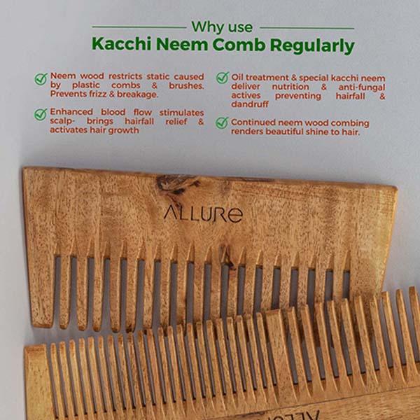 Allure Wooden Neem Comb (CS-02+CR-01) 1's - Hair Combs