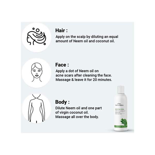 Aravi Organic 100% Pure and Natural Cold Pressed Neem Carrier Hair Oil 200 ml - Hair Oils