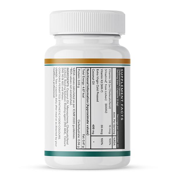 Inlife Vitamin D3 600 IU + K2 Vegan Liquid Capsule 60's - Multi-Vitamins