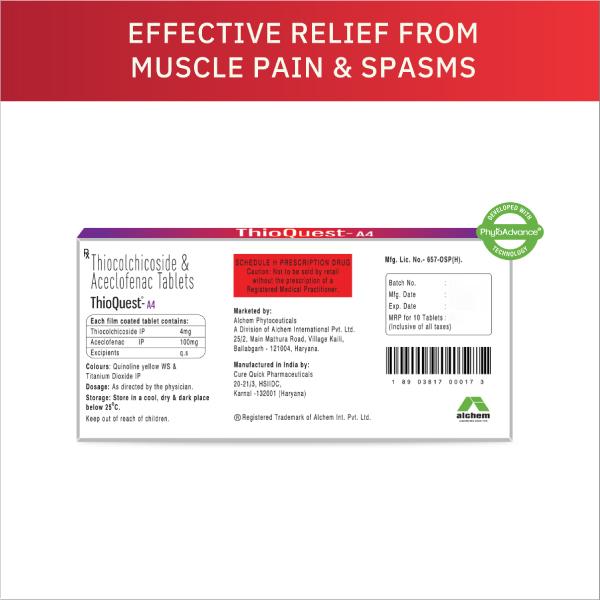 Thioquest A 4mg Tablet 10'S - Muscle Cramps/Spasticity-Mus