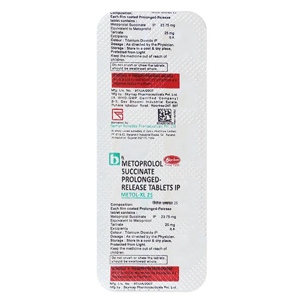 METOL XL 25 Tablet 10's - Hypertension-Bet