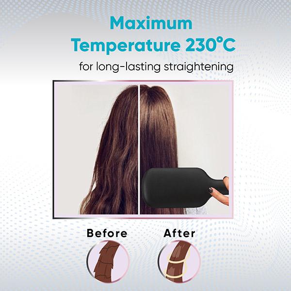 Vega Litstyle L2 Straightener Brush for Women with Smart Memory Function, Quick Heat-Up (VHSB-07) 513 gm - Straighteners