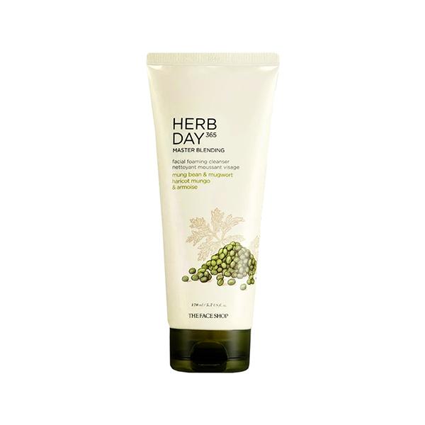 Netmeds | The Face Shop Herb Day 365 Master Blending  Mung Bean & Mugwort Haricot Mungo & Armoise Foaming Cleancer 170ml