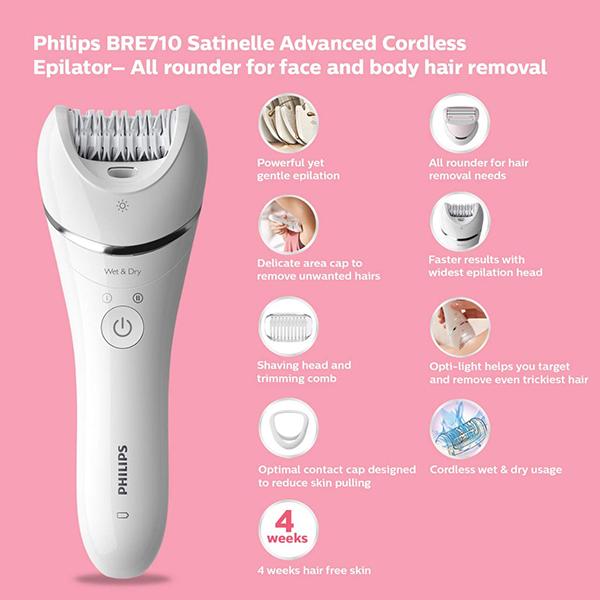 Philips Cordless Epilator-All-Rounder for Face and Body Hair Removal (BRE710/00) 1's - Hair Removal Accessories