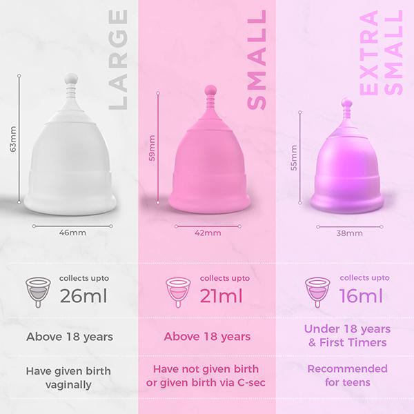 Pee Safe Reusable Menstrual Cup with Medical Grade Silcone for Women - Extra Small 1's - Menstrual Cups