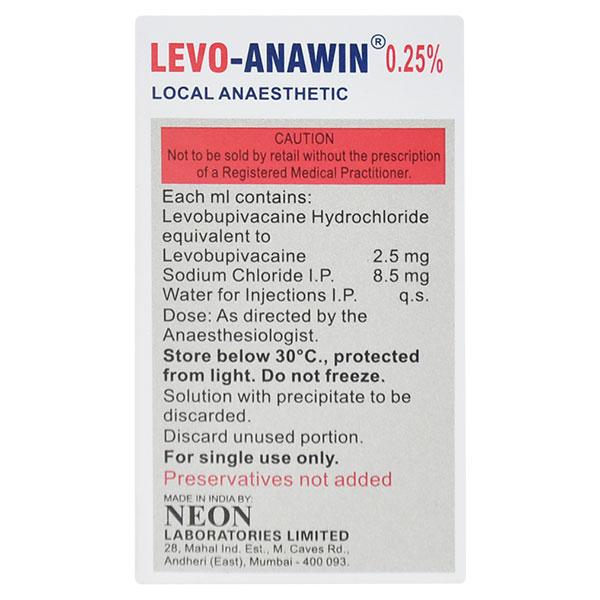 LEVO ANAWIN 0.25% Injection 20ml - Anaesthesia - Local-Ana