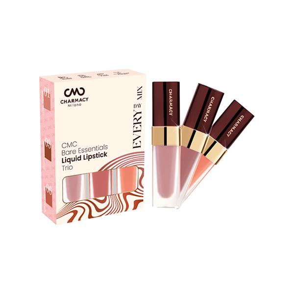 Netmeds | Charmacy Milano Bare Essentials Liquid Lipstick Trio - Everyday Mix 16.8 ml