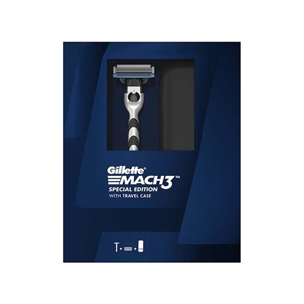 Netmeds | Gillette Mach3 Limited Edition Premium Gift Pack 1 Gillette Mach3 Manual Razor, 1 Gillette Mach3 Cartridge, 1 Travel Case 1's
