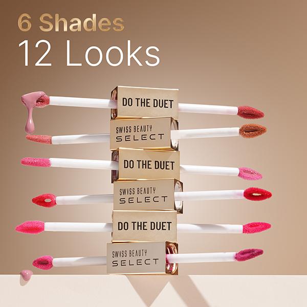 Swiss Beauty Select Do The Duet Lipstick, Matte Liquid Lipstick + Tinted Gloss Amber Nude 3 ml - Liquid Lipsticks