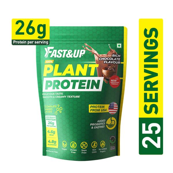 Netmeds | Fast&Up Plant Protein Powder - Rich Chocolate Flavour 975 gm