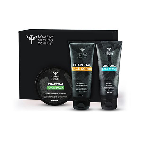 Netmeds | Bombay Shaving Company Deep Cleansing & De-Tan Charcoal Set With Face Scrub 300 gm