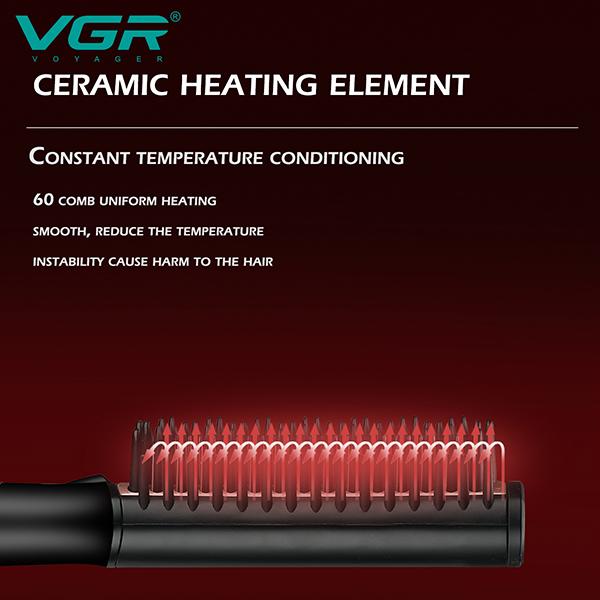 VGR V-590 Ionic Hair Straightener Brush with 4 Temperature Settings 1's - Straighteners
