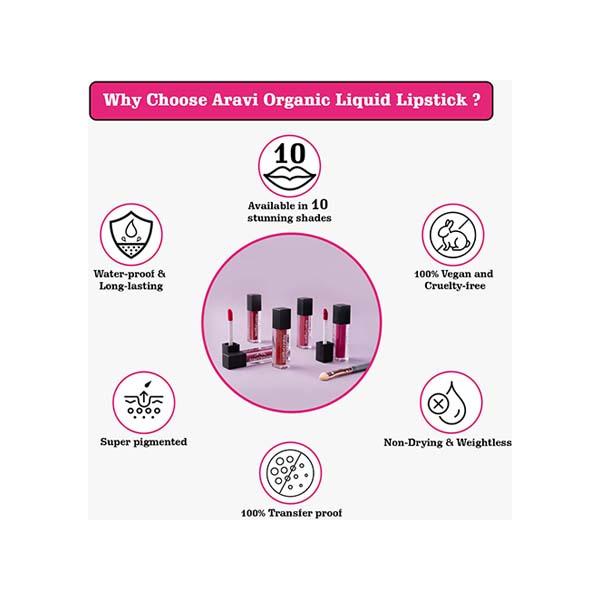 Aravi Organic Long Lasting Ultra Smooth Matte Liquid Lipstick - Rare Love 1.5 ml - Liquid Lipsticks
