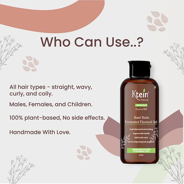 Ktein Natural 100% Plant Based Fermented Flaxseed Gel 200 ml - Hair Gels & Waxes