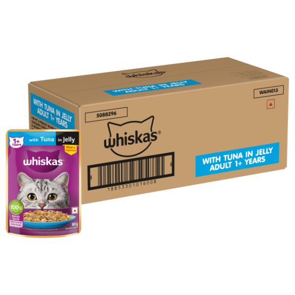 Netmeds | Whiskas Adult Tuna in Jelly (Pack of 80gm x 56) 4480 g