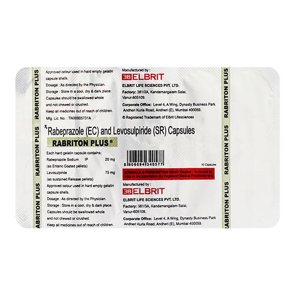 RABRITON PLUS Capsule 10's - Ulcer/Reflux/Flatulence-Aaa