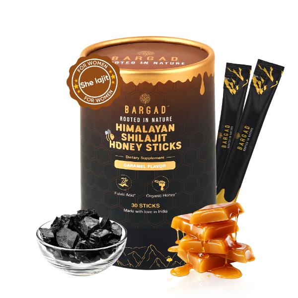 Netmeds | Bargad Himalayan Shilajit Honey Sticks - Caramel Flavour 30's