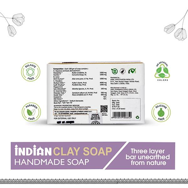 Ayouthveda Handmade Indian Clay Soap 100 gm - Soaps
