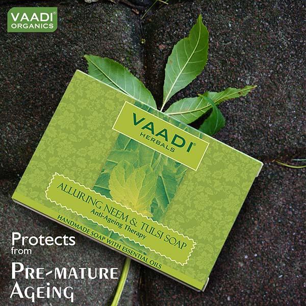 Alluring Neem-Tulsi Soap with Vitamin E & Tea Tree Oil 75 gm - Soaps