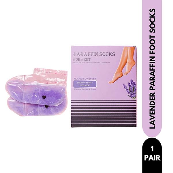 Netmeds | House of Beauty Lavender Paraffin Foot Socks Reusable For Home Pedicure For Smooth Feet (1Pair) 1's