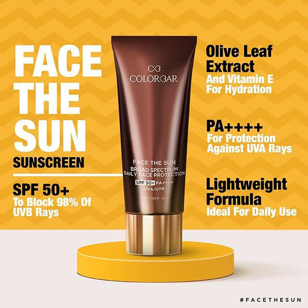 Colorbar Face The Sun Broad Spectrum Daily Face Protector SPF 50 PA++++UVA UVB 50ml - Face Sunscreen