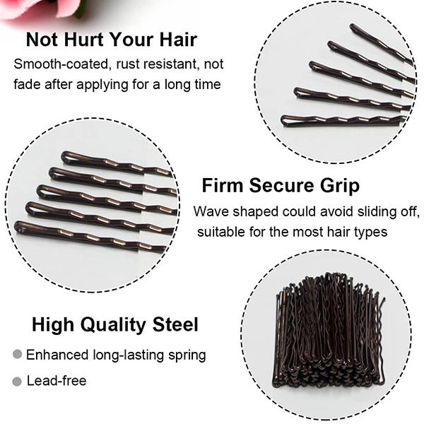 Bronson Professional Bobby Hair Pins 65mm with Storage Box Thick Black Ball Tip Metal 200's - Hair Clips/Bands